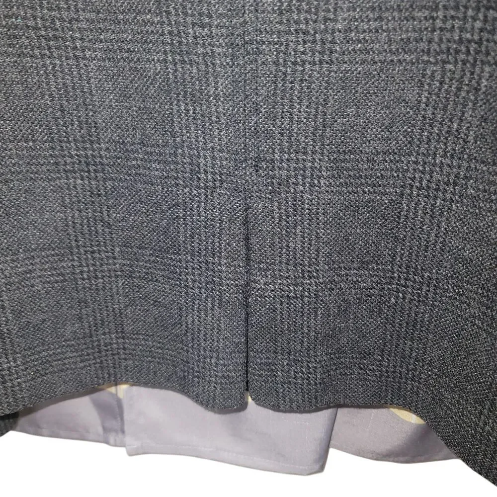J Crew 6 Plaid Peacoat Wool Blend Shawl Collar Gray Office Fisherman‎ Winter Y2K - Picture 5 of 8
